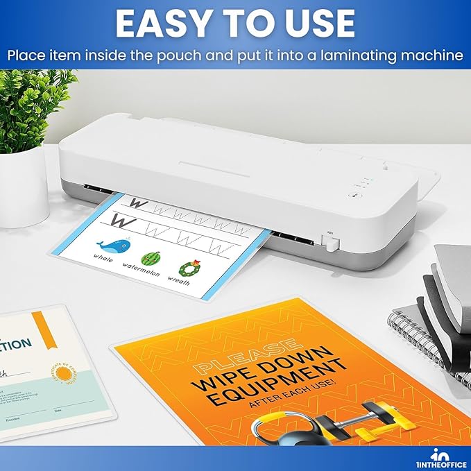 1InTheOffice Laminating Sheets 5 mil, Lamination Sheets 9 x 11.5, Thermal Pouch, Letter Size Clear, 100 Pack