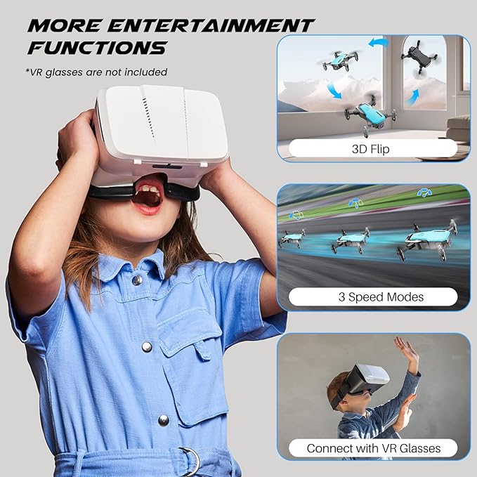 X300C Mini Drone with Camera 720P HD FPV, RC Quadcopter Foldable Drone With Altitude Hold, 3D Flip, Headless Mode, Gravity Control and 2 Batteries, Gifts for Kids, Adults, Beginner (Blue)