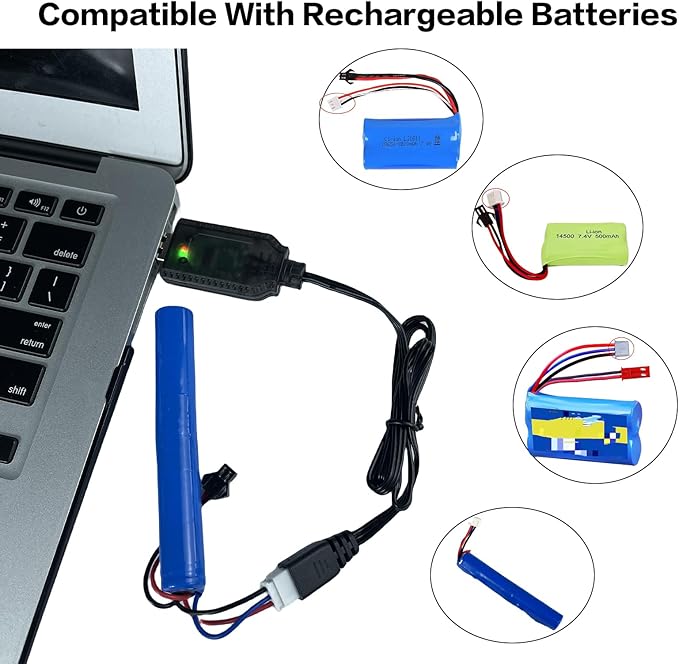 7.4V USB Charger Cable with XH-3Pin Plug Universal Compatible RC Car RC Plane RC Tank RC Boat and Other Remote Control Toys for Universal 7.4V Lipo Battery USB Charger with Battery Protection