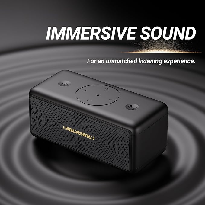 BOGASING Bluetooth Speakers, M5 Portable Wireless Speaker with 40W Loud Stereo Sound & Punchy Bass, 30H Playtime, IPX7 Waterproof, Bluetooth 5.3, EQ, TWS, TF-Card, AUX, USB, for Outdoor Home (Black)