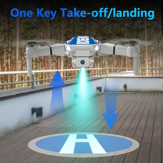 LE-IDEA Foldable Drone with Camera 1080P for Adults, IDEA12 Drones with Altitude Hold, Headless Mode, Optical Flow Positioning, Trajectory Flight, 3 Speed Modes, RC Quadcopter for Beginners (Blue)