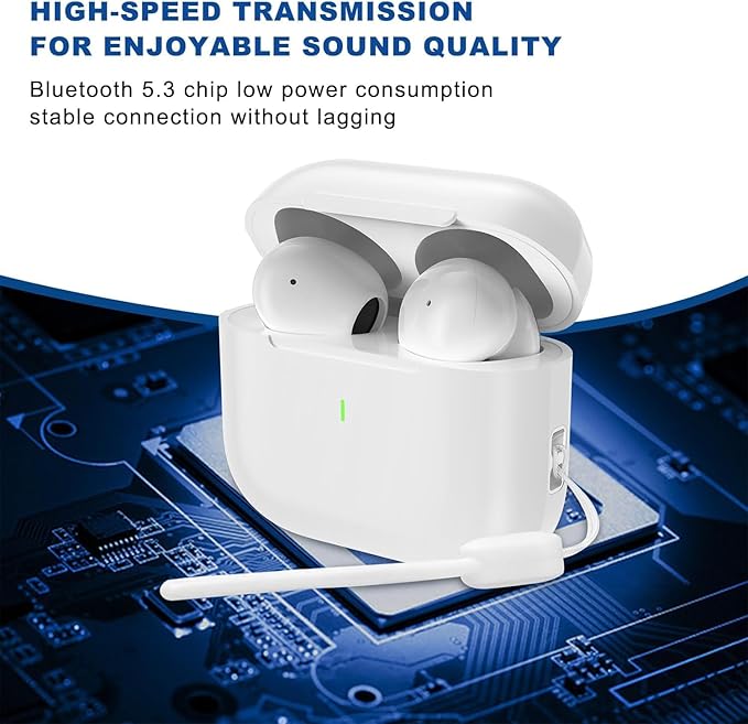 Wireless Earbuds, Bluetooth 5.4 Headphones Hi-Fi Stereo Bass， in-Ear with Mic Noise Cancelling 48Hrs Playtime, IPX7 Waterproof Suitable for iOS Android/Samsung-Earphon ，Sports Headset（White）