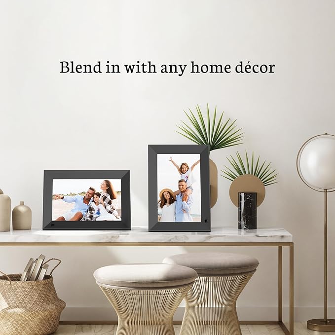 BSIMB 8 Inch Digital Picture Frame Touch Screen, 1280x800 HD WiFi Electronic Photo Frame Album Display 16GB, Share Pictures/Videos via App/USB/SD Easy Setup Gifts for Mom, Auto-Rotate, Solid Black