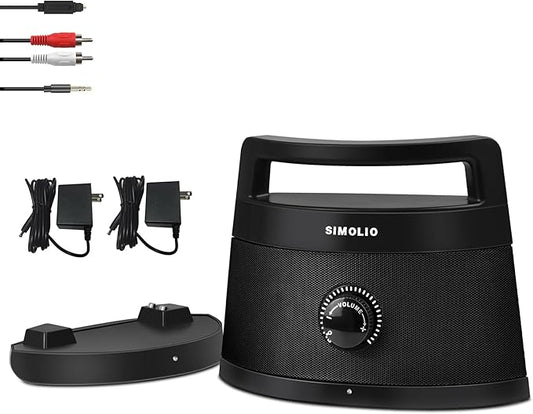 SIMOLIO 621D Plus Wireless Speakers for TV for Seniors - Bluetooth TV Speakers for Hard of Hearing, Elderly, 3 EQ Modes, Dialog Enhancer, Portable Speaker for TVs, 164ft Range, Bluetooth Connectivity