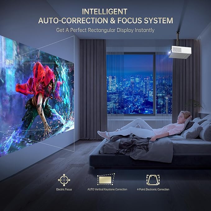 XIDU Portable Projector with WIFI and Bluetooth [Metal Housing/2000ANSI/UHD Native 1080P/Wireless Casting/Electric Focus/Auto Keystone] 4K Outdoor Movie Projector for Home,TV stick,iOS,Android,Laptop