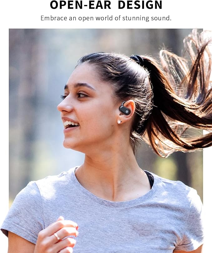 CXK Open Ear Earbuds Bluetooth 5.4 Bone Conduction Headphones, True Wireless Ear Buds with 60Hrs Stereo Sound, 0.27oz Lightweight Design Open Headphones with Mic, IPX6 Waterproof Fit Fitness, Black