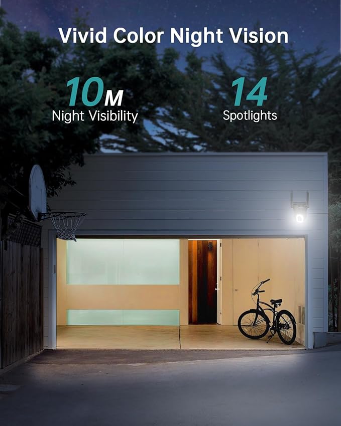 ZUMIMALL 5MP 5G Cameras for Home Security, 24/7 Recording Outdoor Wired Camera, 360°PTZ, Auto Tracking, Motion & Noise Alerts, Alexa Compatible, IP66