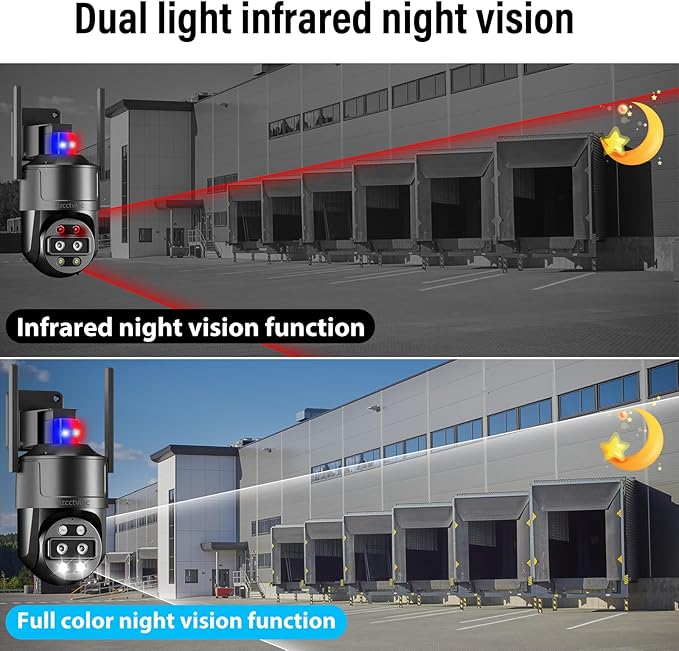 4K/8MP Dual Lens 10X Hybrid Optical Zoom PTZ Outdoor Security IP Camera,5GHz Dual Band WiFi,Auto Tracking,Color Night Vision,Waterproof,Human/Vehicle Motion Detection,Audio-Visual Alarm