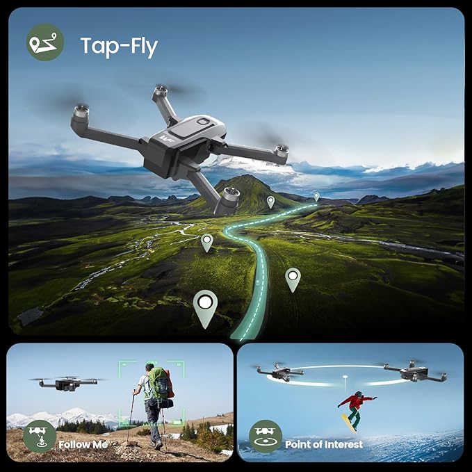 Drones with Camera for Adults 4k, WF30 GPS Follow Me Drone for Beginners Kids Foldable FPV RC Quadcopter, Return Home, Brushless Motor, 5G Transmission, 40 Mins Flight Time, 2 Batteries