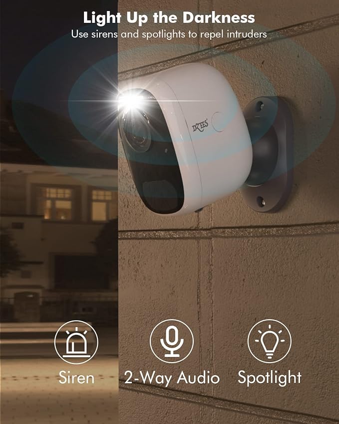 Dzees Wireless Security Camera Outdoor with Magnetic Mount, 4MP Battery Powered Security Cameras Wireless Outdoor for Home Security, AI Motion Detection/2-Way Talk/Color Night Vision/Ip66/Cloud/SD