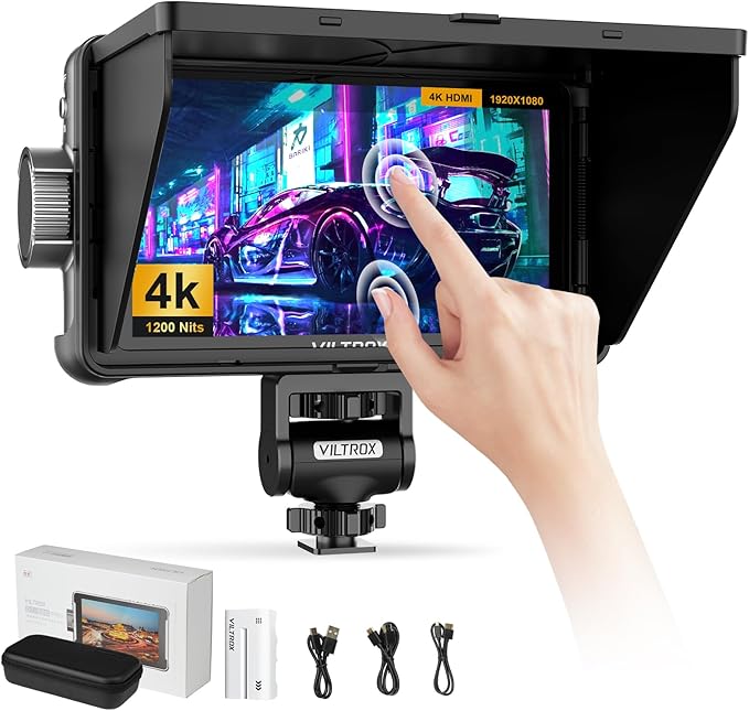 VILTROX DC 550 Pro 5.5" Camera Monitors for DSLR Touchscreen Field Monitor 4K HDMI Video External Monitor mit Hood for Sony Canon Nikon 1200nit 3D LUT Focus Peaking Histogram False Colours