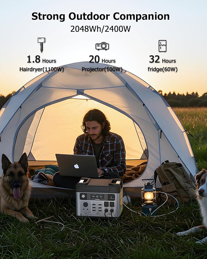 OUKITEL P2001 Plus 2400W/2048Wh Solar power station,2400W Solar Generator with 400W Solar Panels, 1800W Super Fast Charging, Emergency Power Station for Home, Camping, Outdoor Battery Backup