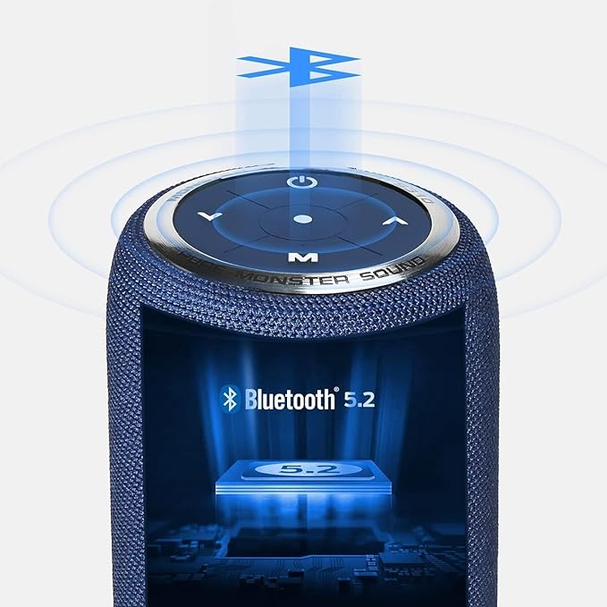 Monster S310 Upgraded Bluetooth Speaker, 30W Portable Speaker True Wireless Stereo Pairing Deliver Dynamic Sound, IPX6 Waterproof, Bluetooth 5.2 Built-in Mic, 24H Playtime, for Party, Outdoor, Blue