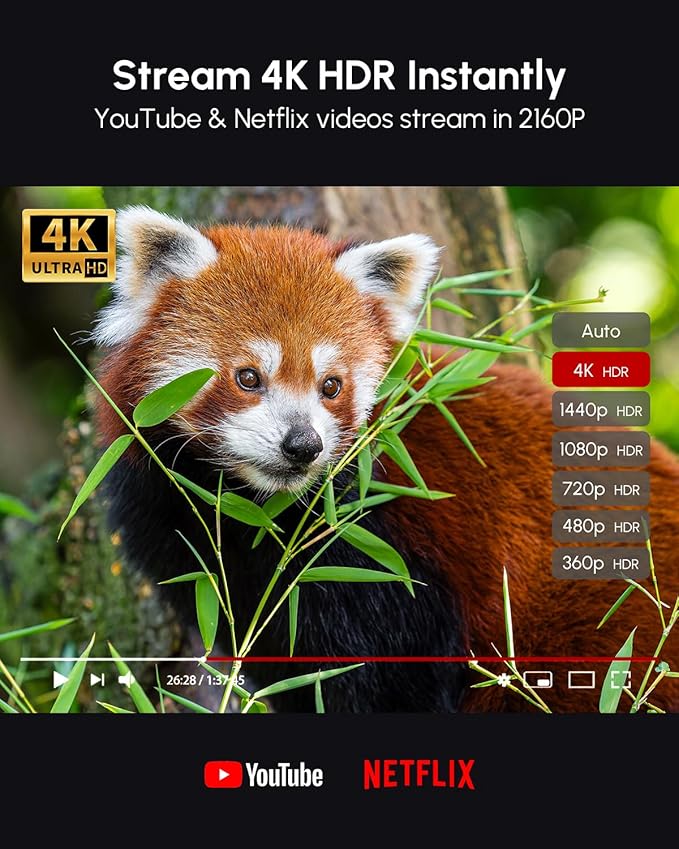 4K HDR Google TV Projector with Netflix Licensed Ultra HD Portable Smart Projector with Wifi6 and Bluetooth 5.4 , HDMI ARC, Dolby Audio, NFC, Auto Focus for Home Theater, Outdoor Movie Indoor, Bedroom