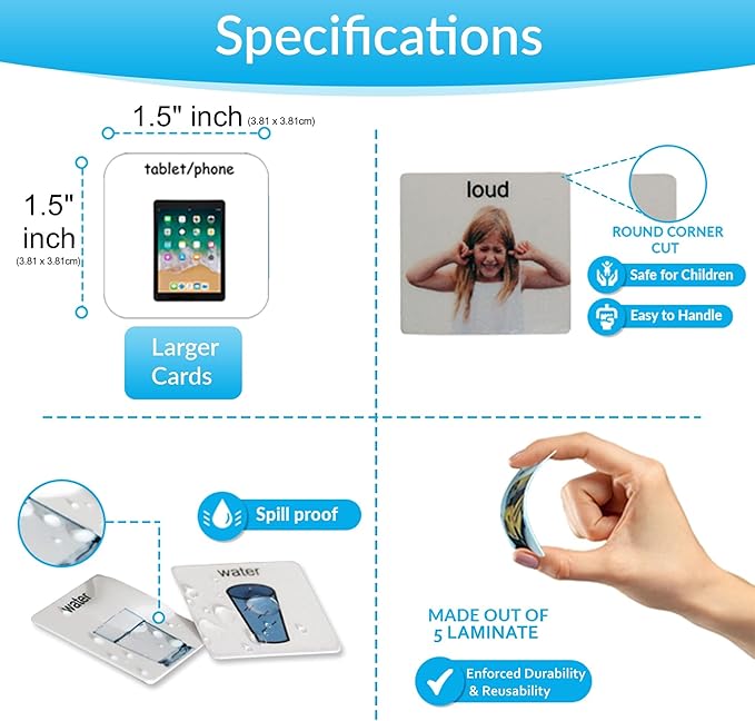 Visual Communication Book,162 ASD Photo Picture Cards: Autism Language Vocabulary, Speech Articulation Therapy, ADHD & Aprexia Learning (English Laminate Real Photo Book, Small)