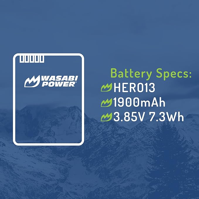 Wasabi Power HERO13 Battery (2-Pack) and Dual USB Charger Replacement for GoPro Hero 13 Black