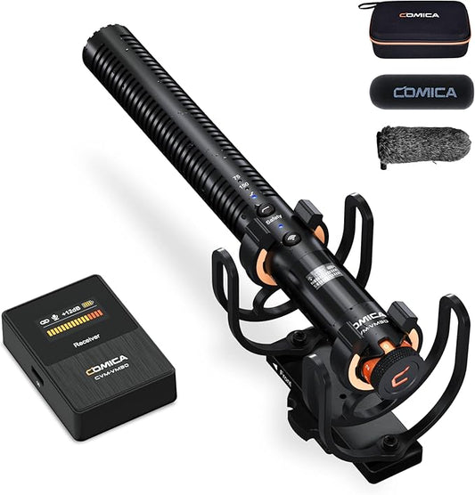 COMICA VM30 Shotgun Microphone, with Wireless Modes, USB C Digital Output, 75/150Hz, Super-Cardioid Universal Camera Microphone for Filmmakers, Vloggers - Wireless Mic for Camera, Smartphone, and PC