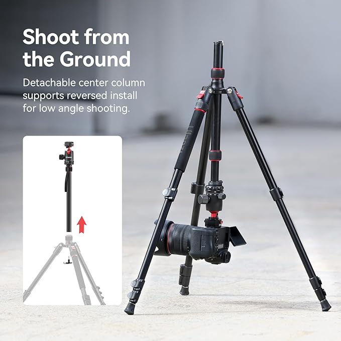 ULANZI TT31 72.4" Camera Tripod, Foldable Tripod & Monopod Aluminum w Claw Quick-Release Plate, 360°Ball Head Detachable w 180°Revertible Legs, Weight 3.42lb, Payload 33lb,for Camera/DSLR/Camcorder