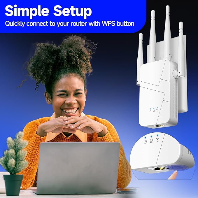 2025 WiFi Extender Signal Booster for Home, 15000sq.ft Wireless Internet Repeater, Long Range WiFi Booster and Signal Amplifier w/Ethernet Port, WiFi Router Extender Support 99% Devices, 1-Tap Setup