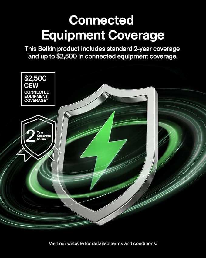 Belkin GaN Charging Station 70W, 7-in-1 Dual USB C Charger w/ 3X AC Outlets, 2X USB A Ports - Power Strip for iPhone, Apple Watch, iPad, MacBook, Chromebook, Samsung Galaxy, Pixel 10, & More - Black