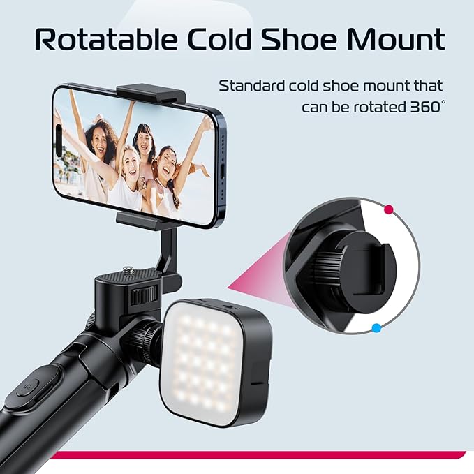 ULANZI MT-70 Extendable Tripod, 63" Selfie Stick Vlog Tripod Stand with 2 Phone Clips as Teleprompter, 360° Rotate Camera Holder for iPhone, Sony, Canon, DJI Osmo Nano, Lightweight for Travel, Black