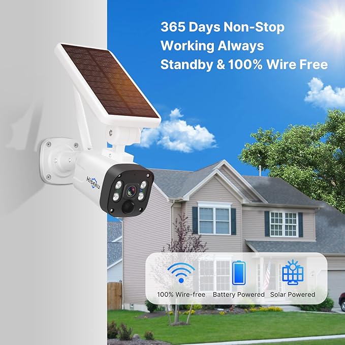 [1TB HDD,4MP Spotlight] Hiseeu Solar Wireless Security Camera System,10CH HD 4K NVR,Night Vision, 2-Way Audio, PIR Motion Detection,Motion Record, Outdoor Home Surveillance