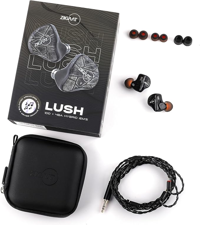 Linsoul ZiiGaat Lush in Ear Monitor, 1DD+4BA Hybrid Earphone IEM, Studio Monitor Tunning Wired Earbuds with Detachable Cable for Professional Music Engineers Audiophiles (Silver Blue)