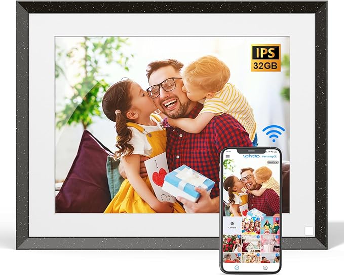 WiFi Digital Photo Frame Smart Digital Picture Frame - 9.7 inch Touch Screen, 32GB, FHD 1080P Video Playback, Auto-Rotate, Motion Sensor, Free Cloud, Share Photo via App Email, Gift for Family Friends