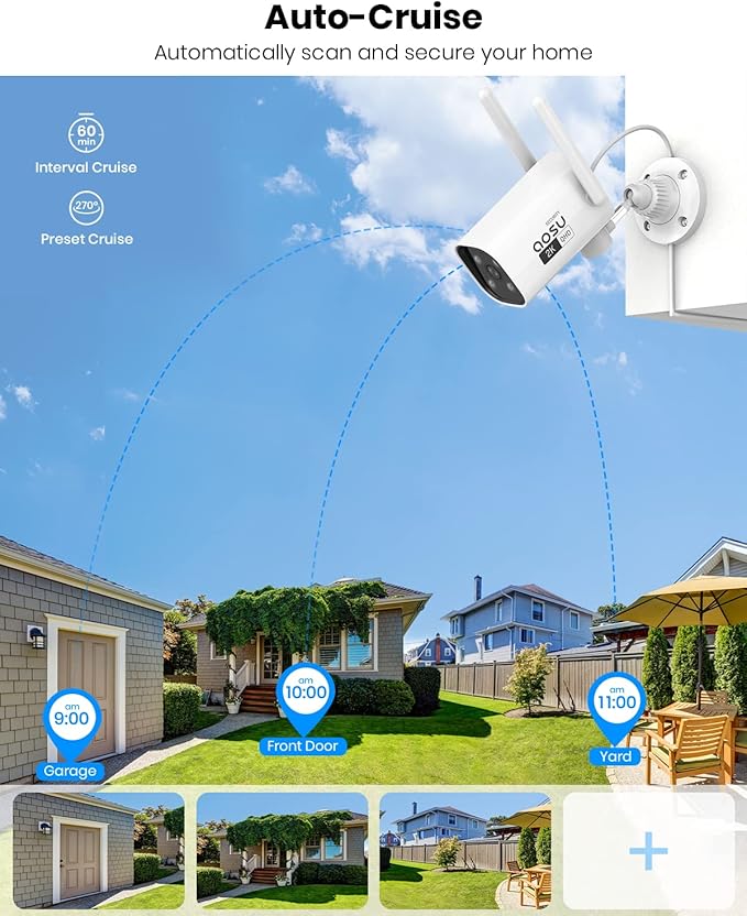 AOSU 2K QHD Security Camera Outdoor with Color Night Vision, Wired Home Security Camera Supports 24/7 Recording, Auto Tracking, Voice Changer, 2 Way Audio, 2.4/5 GHz WiFi, Works with Alexa/Google
