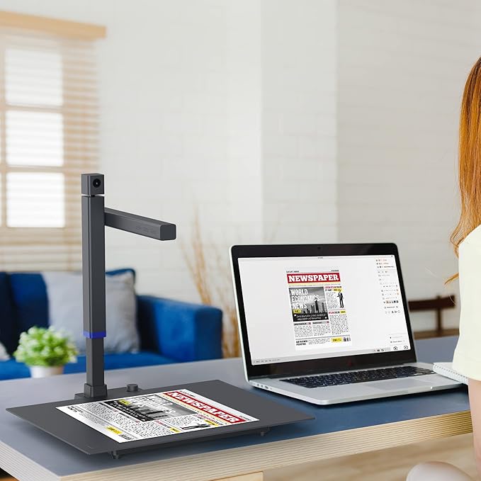 CZUR Shine Surface Pro Professional Document Scanner, 16MP Document Camera + 2MP Webcam+ Working Surface, A3 Book Scanner for Computer/Laptop, 180+ Languages OCR, Fast Scan 1s/Page, for PC/Mac