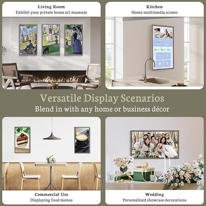 BSIMB Large Digital Picture Frame 21.5 Inch, Touchscreen 1920x1080 FHD WiFi Digital Photo Frame Electronic 32GB Remote Control, Share Pictures/Videos via App/USB/SD Easy Setup Gifts for Mom, Dark Wood