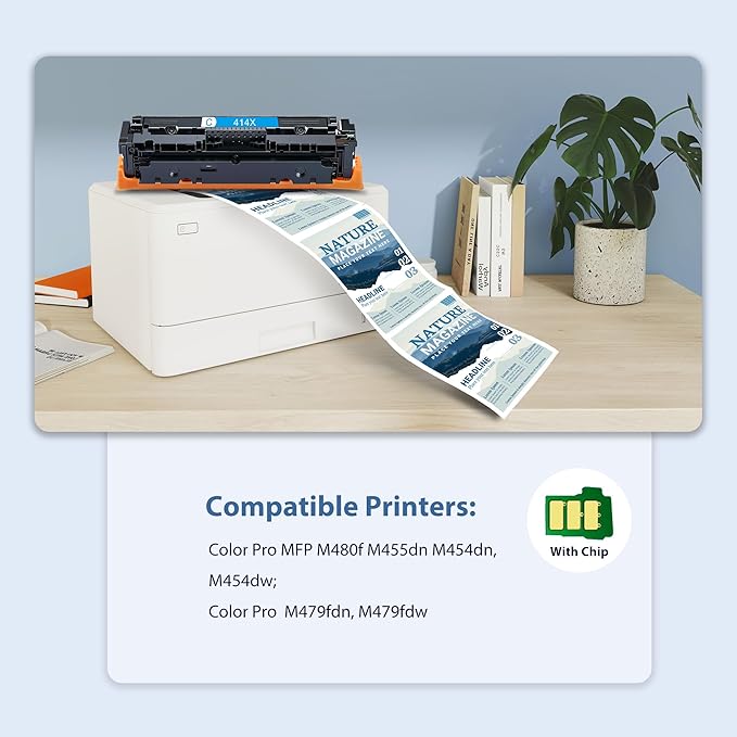 8-Pack 414X Toner Cartridges High Yield: MFP M479fdw - Compatible 414X 414A W2020A W2020X Toner Cartridges with Color Pro M479fdn M454dw M454dn M454 M479 Printer Ink(2B/2C/2Y/2M)