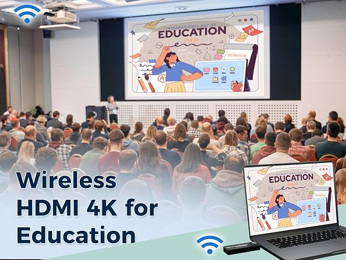 Wireless HDMI Transmitter and 2 Receivers 4K, RGBlink Presentation Kit for Church, Meeting Rooms, Classrooms, 50FT Range, Ultra 4K Video Output, Low Latency, Cast Screen to 2 TVs from Computer