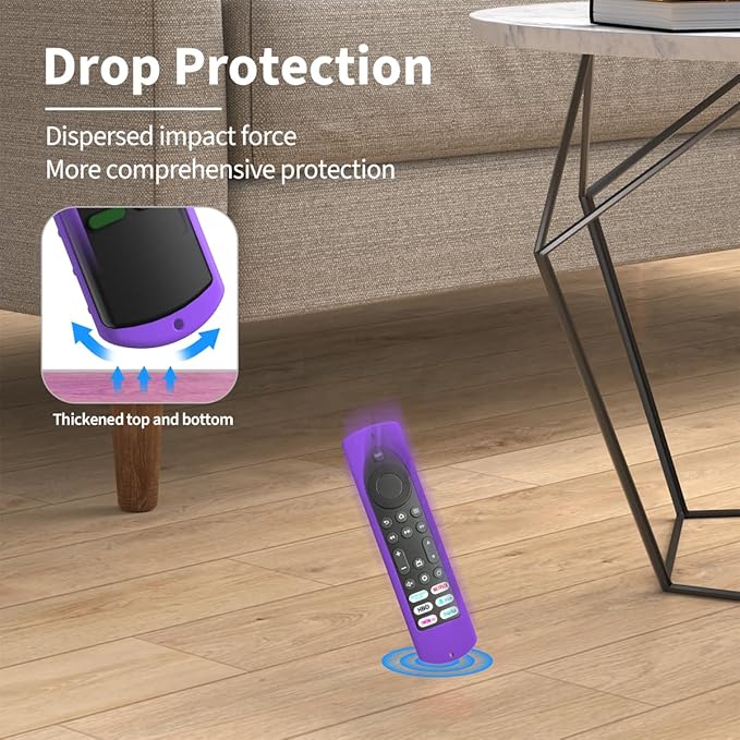 6.2 Inch Silicone Cover for Amazon Universal Toshiba FireTVs Remote Case Compatible with 6 Shortcut Buttons Remote/Fire TV Stick 4K Max 2nd Anti-Slip Case Sleeve (Purple)