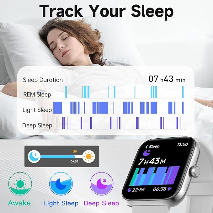 Smart Watch for Men Women with Bluetooth Call,Alexa Built-in Smartwatch,1.8" DIY Dial Fitness Watch with 100+ Sport Mode,IP68 Waterproof Watch Compatible with Android iOS