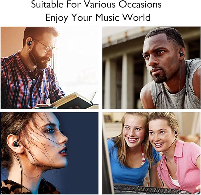 in-Ear Monitors in Ear Headphone Earbuds Wired Earphone Dual Drivers Headphone with MMCX Detachable Cables,Noise-Isolating Comfort Earbud for Musicians Sweatproof Sports Headphone Earphones (Black)