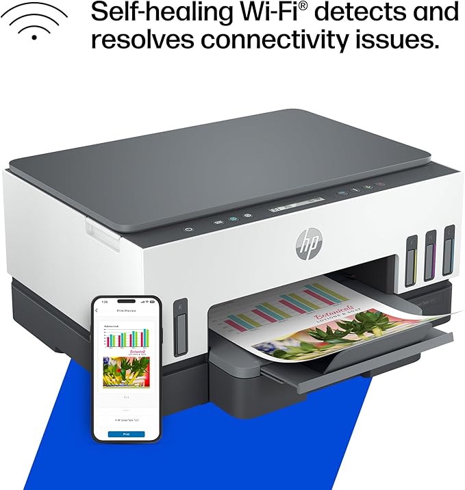 HP Smart Tank 7001 Wireless All-in-One Ink Tank Printer, Scanner, Copier with 2 years of ink included, Best-for-home office, Refillable, AI-enabled (28B49A)