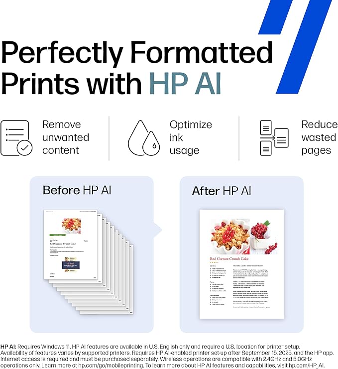 HP OfficeJet Pro 8139e Wireless All-in-One Color Inkjet Printer, Print, scan, Copy, fax, ADF, Duplex Printing Best-for-Home Office, 1 Year Instant Ink Trial Included, AI-Enabled (40Q51A)