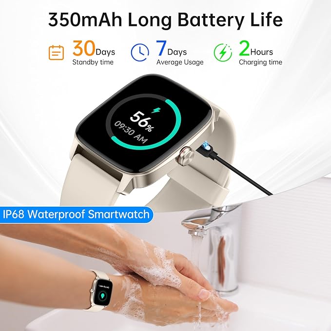 Smart Watches for Women Men with Bluetooth Call & AI Voice, 1.85" HD Fitness Tracker with Heart Rate SpO2 Sleep Monitor, 100+ Sports Modes Mini Games, IP68 Waterproof Smartwatch for Android iOS Phones