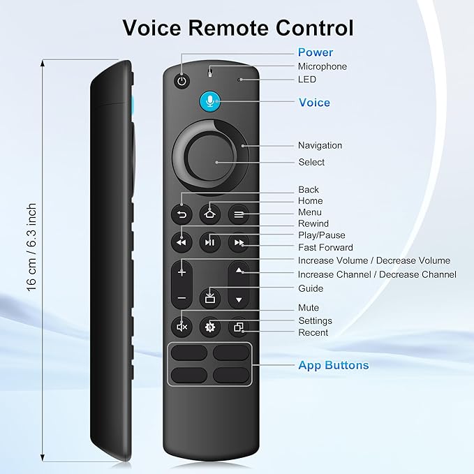 Voice Control TV Remote Replacement - for Fire AMZ TV Stick (HD/2nd Gen/3rd Gen/Lite/4K/4K Max), TV Cube and for Onmi/Insignia/Toshiba/Pioneer