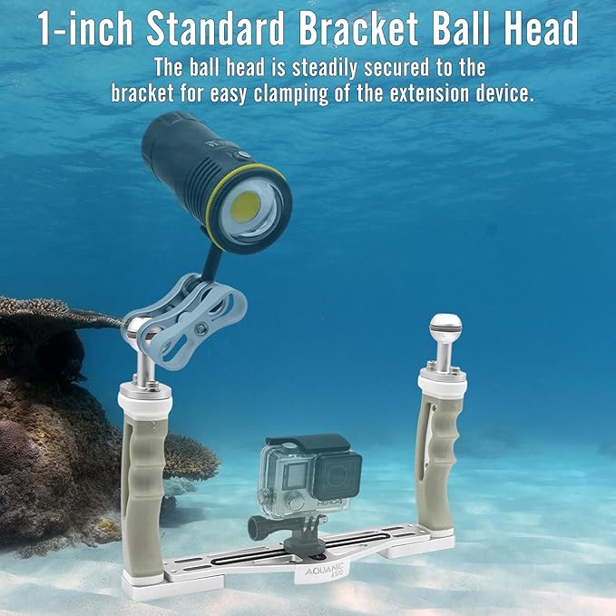 NS10 Underwater Camera Tray extendable Handle Grips Bracket for gopro,pt059,rx100 uw Camera housing Universal Soft Handle with Aluminum and Rubber Material (White)