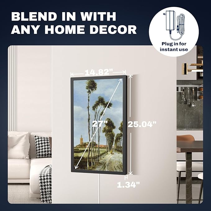 Large Digital Picture Frame 27 inch, 1920x1080 FHD IPS WiFi Digital Photo Frame with Remote, 32GB Storage, Auto-Rotate, Instantly Share Photo/Video via Apps/Email, USB/Mirco SD, Black