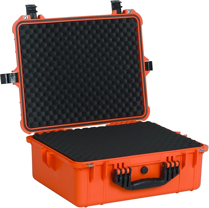 MEIJIA Portable All Weather Waterproof Protective Hard Case,Compact Camera Case with Customizable Fit Foam,Fit Use of Drones,Camera,Equipments, 20.62 x16.85x8.11inches(Orange)