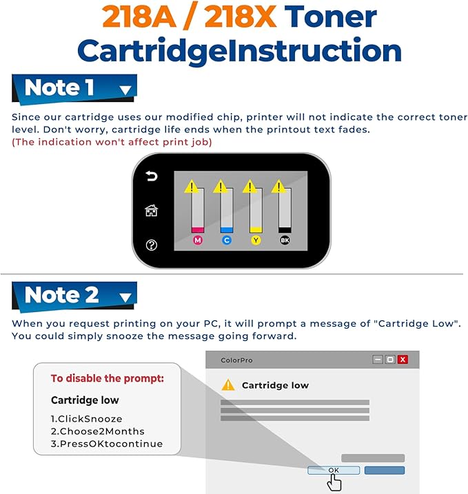 218X Toner Cartridges for Laser Jet Pro 3301sdw 3301fdw with Chip Compatible with HP 218X 218A Color Laser Jet Pro 3201dw MFP 3301sdw 3301fdw 3301cdw Printer W2180X Toner (Black Cyan Yellow Magenta)