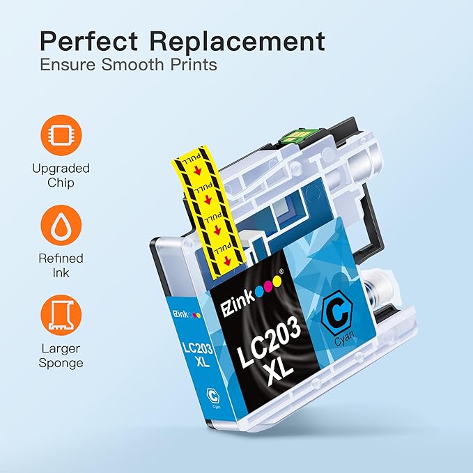 E-Z Ink LC203XL Compatible Ink Cartridges Replacement for Brother LC203 XL LC201 to use with MFC-J480DW MFC-J880DW MFC-J4420DW MFC-J680DW MFC-J885DW (Black, Cyan, Magenta, Yellow, 10 Pack)