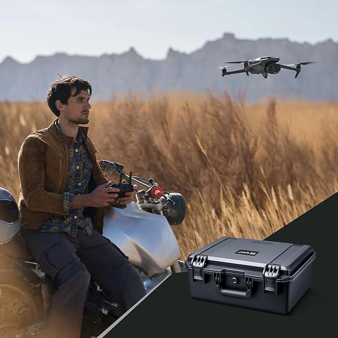 Lykus PVC1 Waterproof Hard Case with Padded Dividers for Cameras, Lenses, Dual DJI Mavic/Air/Mini drones [CASE ONLY]