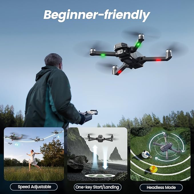 Drones with Camera for Adults 4k, WF30 GPS Follow Me Drone for Beginners Kids Foldable FPV RC Quadcopter, Return Home, Brushless Motor, 5G Transmission, 40 Mins Flight Time, 2 Batteries