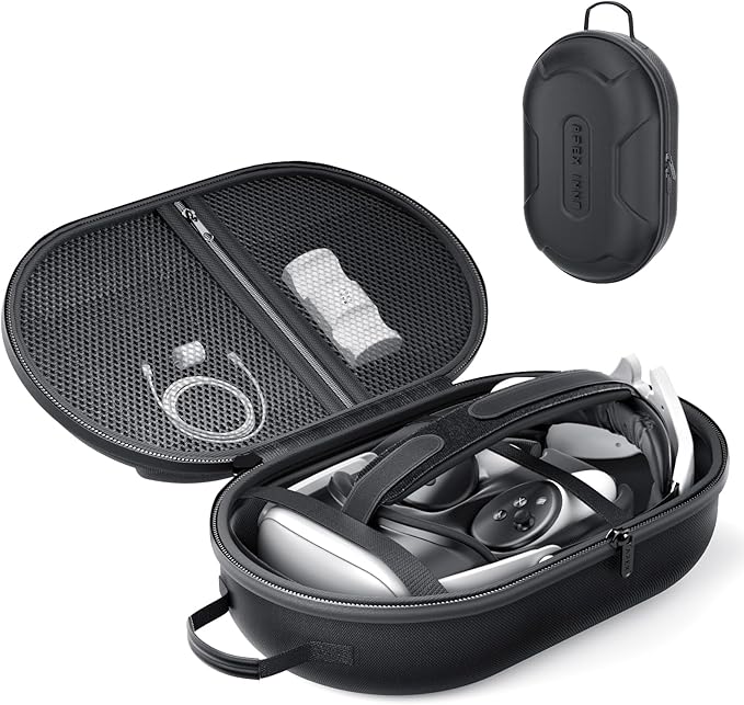 APEXINNO Large Carrying Case for Meta Quest 3, Quest 3S, Oculus Quest 2, and Apple Vision Pro – Hard Travel & Storage Bag Fits VR Headset with Elite Strap and Accessories