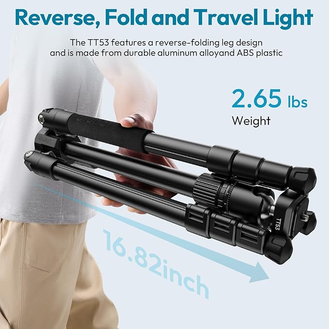 ULANZI TT53 Camera Tripod, 70.8” Travel Tripod for DSLR/Phone, Heavy Duty Fold Portable Stand with 360° Ball Head UKA Quick Release Plate, Lightweight Compact for Photography Vlogging Video Shooting