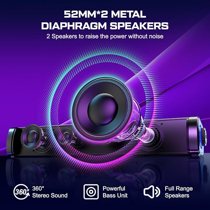 Computer Speakers for Desktop, Gaming Speakers with Touch Lights PC Speakers with Surge Clear Sound, USB Powered for Computer Desktop PC Laptop Monitor